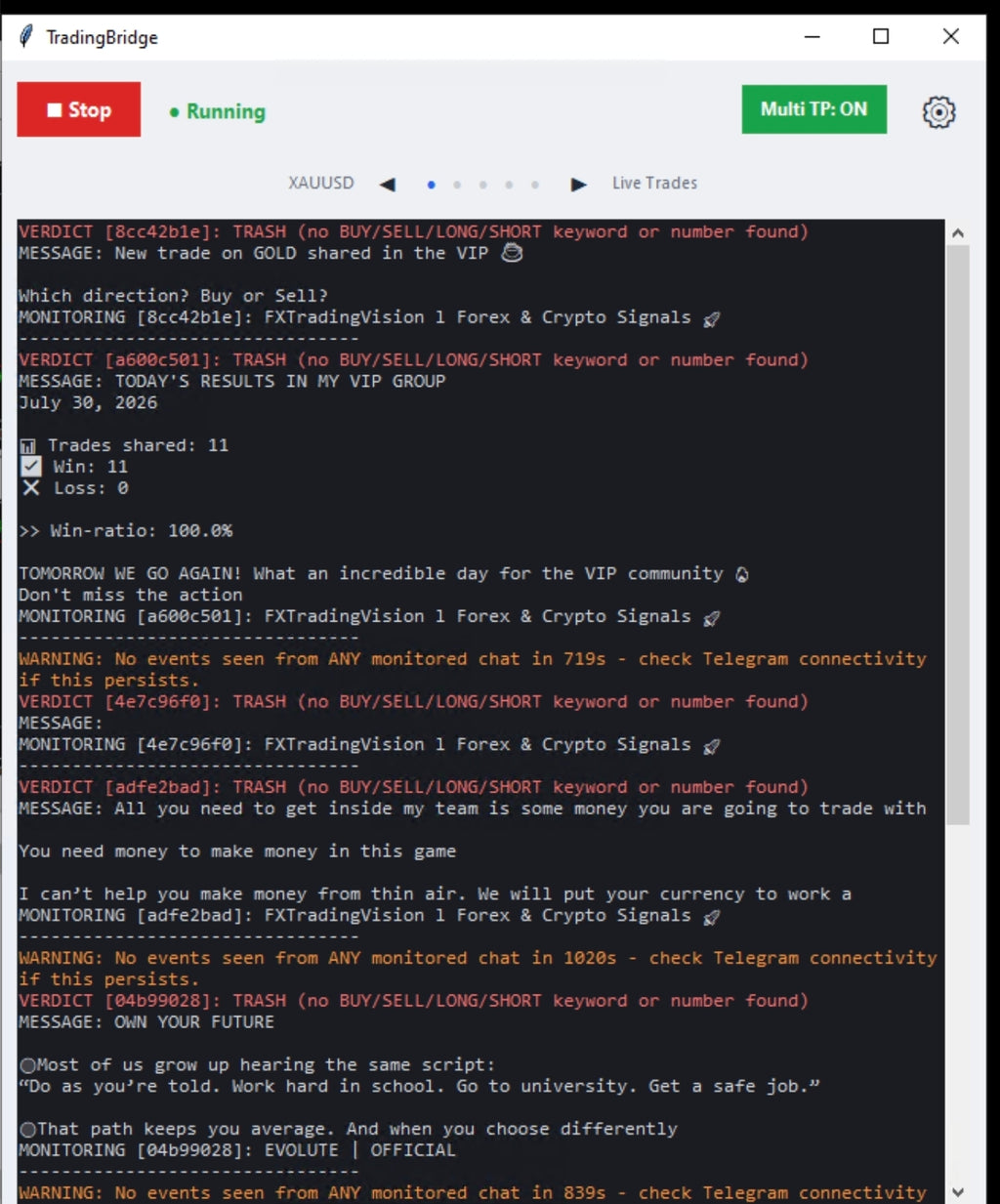 TradingBridge — Automated Telegram-to-MT5 Signal Trading Bot