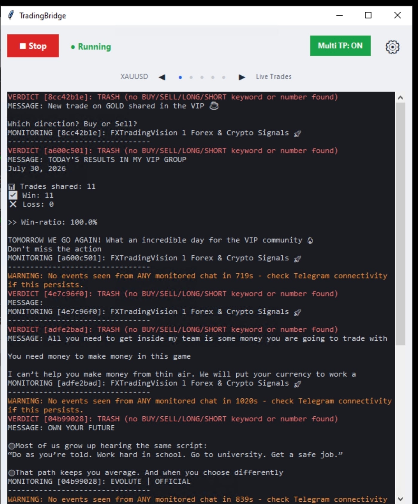 TradingBridge — Automated Telegram-to-MT5 Signal Trading Bot