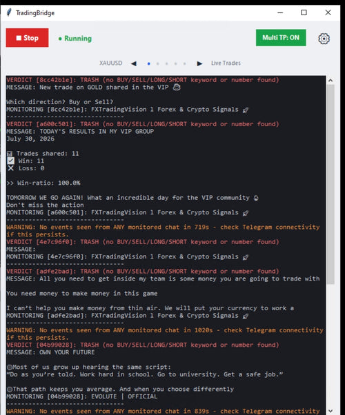 TradingBridge — Automated Telegram-to-MT5 Signal Trading Bot